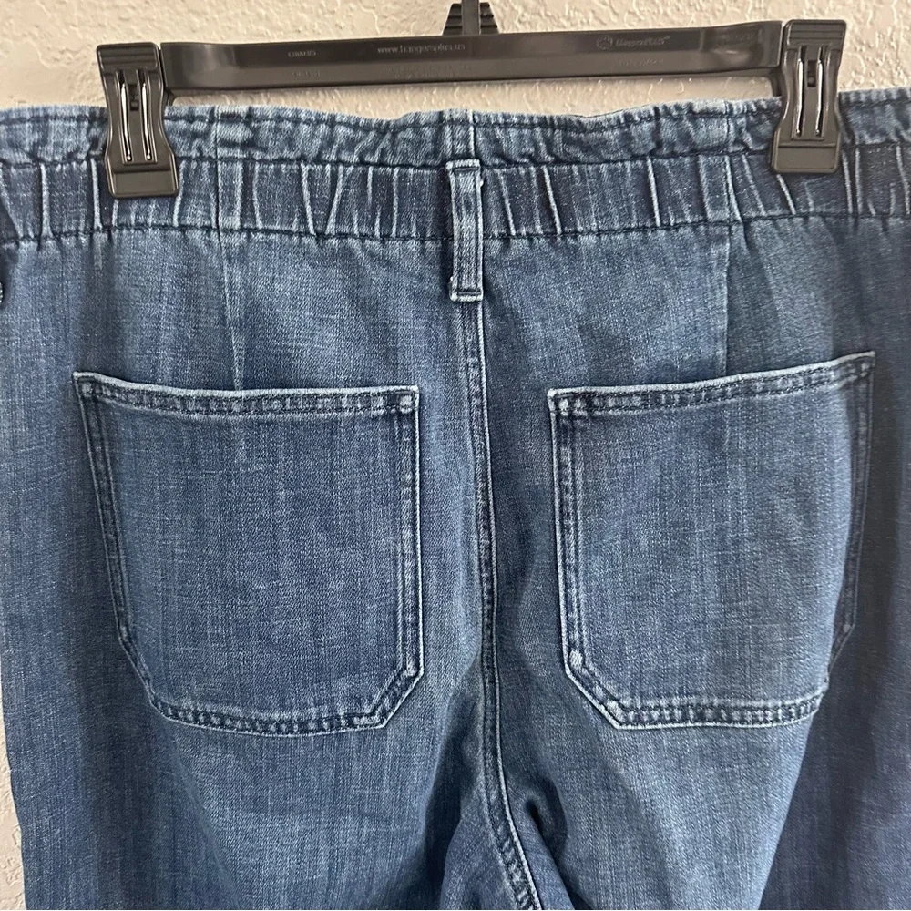 J.Crew Denim Pull-On Cropped Wide‎ Leg Jeans Womens 29 Tall Elastic Waist Blue